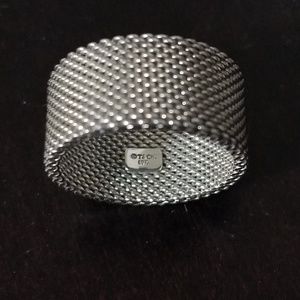 Tiffany and co silver wide firm mesh ring